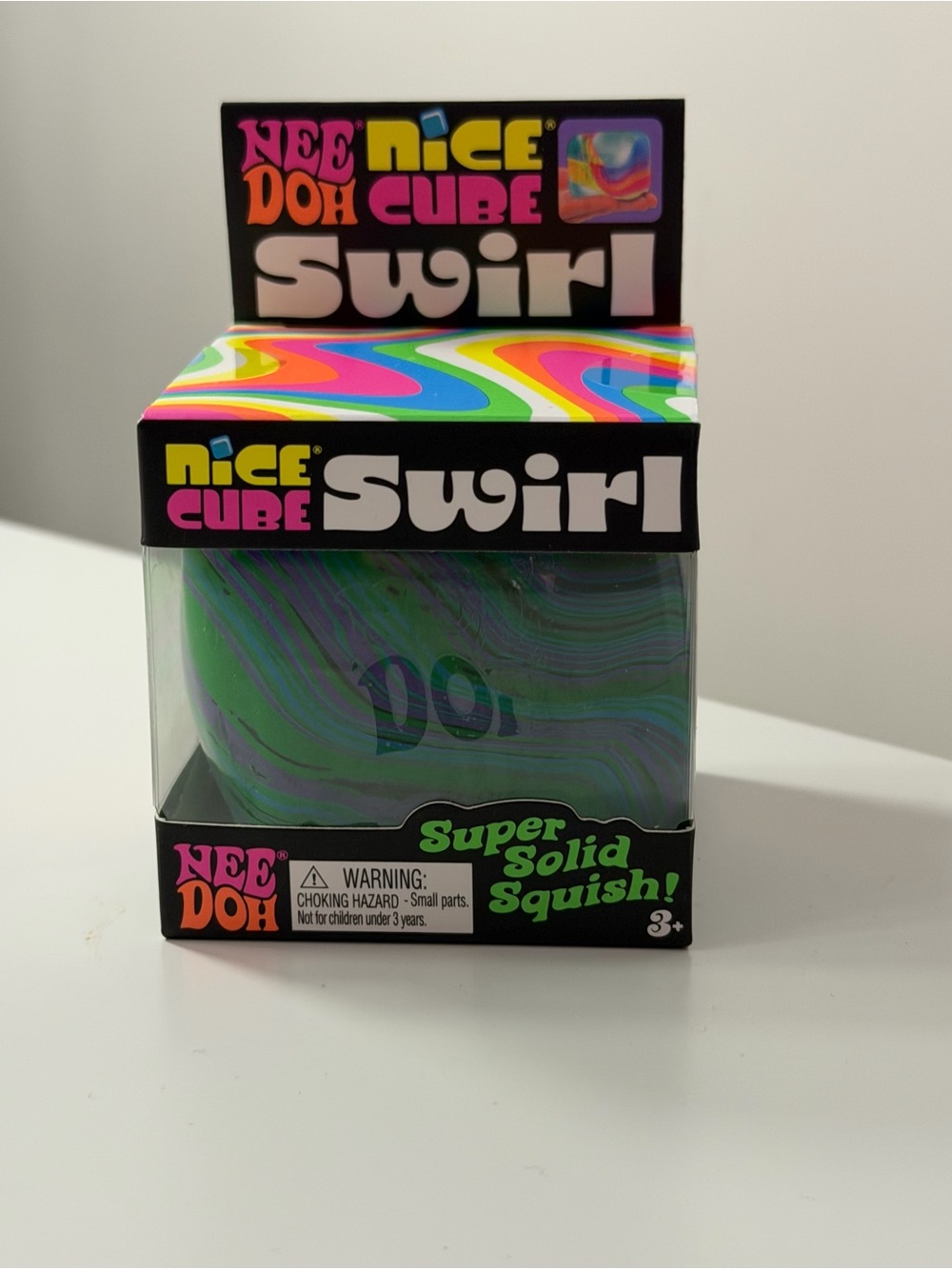 NeeDoh Nice Cube Swirl Super Solid Squish - Green Swirl